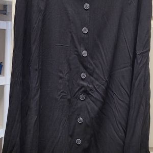 Black Button Midi Skirt